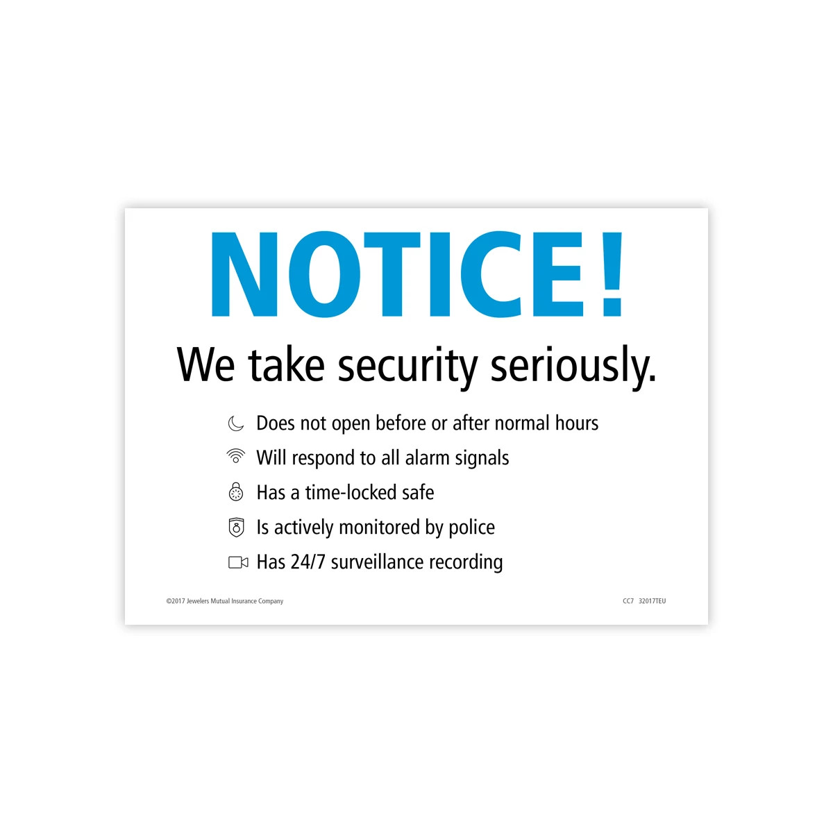 Window cling security notice