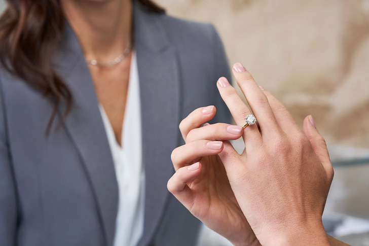 Sliding the ring on a finger