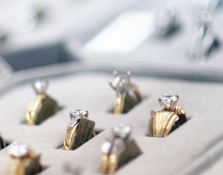 Rings on display